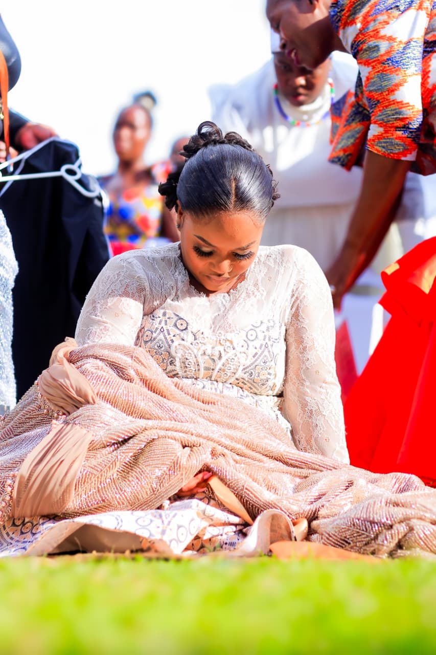 The bride seated during a special moment